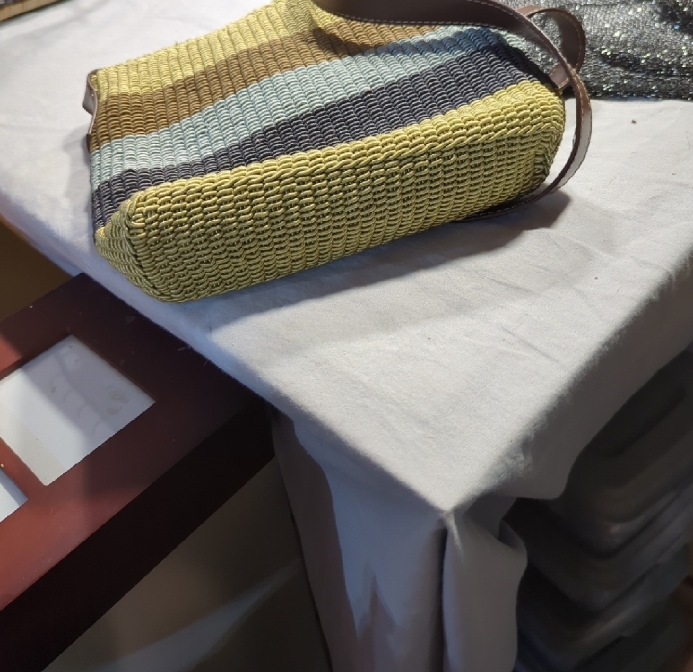 Blue and Brown Weave Shoulder Bag By Liz Claiborne - Picture 6 of 15